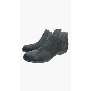 Born Kerri Boots Black Distressed Suede Ankle Zip Booties Cutout Womens Size 9.5